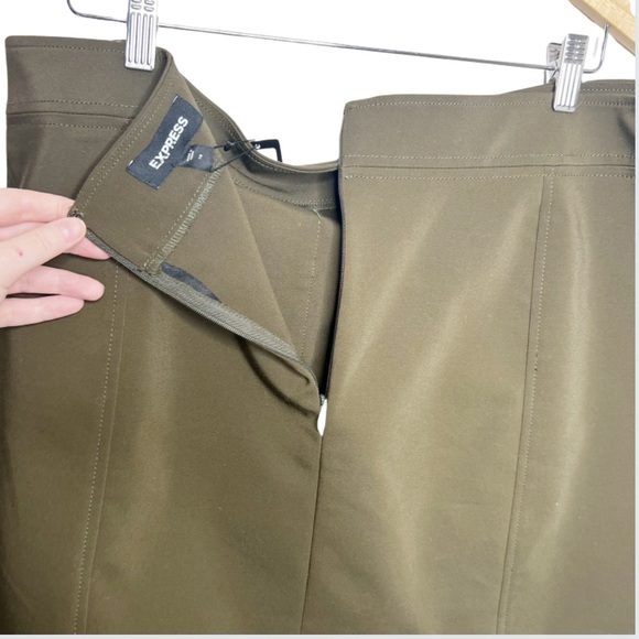New with Tag Express Olive Green Hip Pocket Formal Business Casual Mini Skirt - Picture 13 of 16